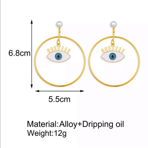 NEW Evil Eye Gold Hoop Earrings - Picture 5 of 5